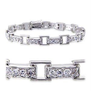 32023 - Brass Bracelet Rhodium Women AAA Grade CZ Clear